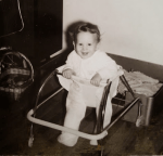 Baby @barefootr at 8 months old with cast on right foot.